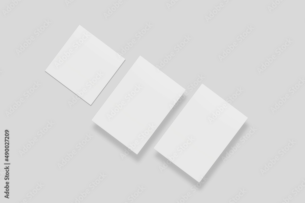 Blank paper for mockup. 3D Render. Blank paper for mockup. 3D Render.