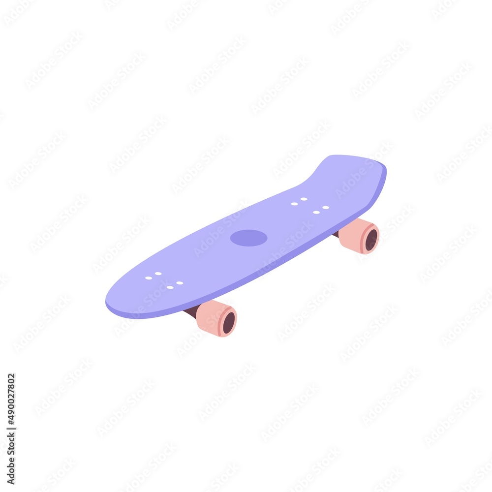 Skateboard, modern urban transport. Wheeled skate board for sports activity. Colored flat vector illustration isolated on white background Skateboard, modern urban transport. Wheeled skate board for sports activity. Colored flat vector illustration isolated on white background