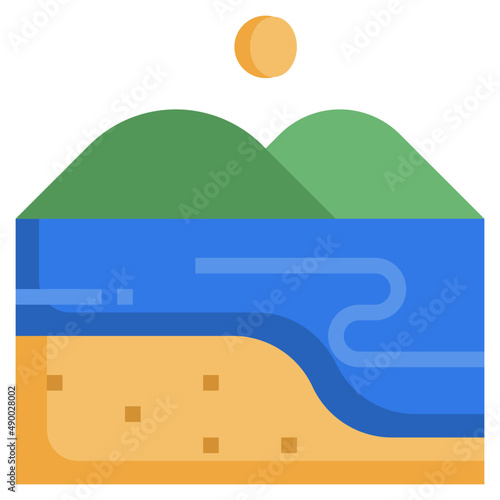 COASTLINE flat icon,linear,outline,graphic,illustration