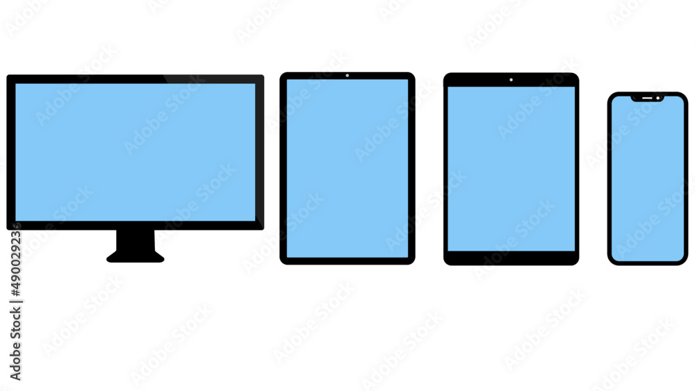 Device screen. set of smartphone, tablet and monitor, blank screen . Vector illustration Device screen. set of smartphone, tablet and monitor, blank screen . Vector illustration