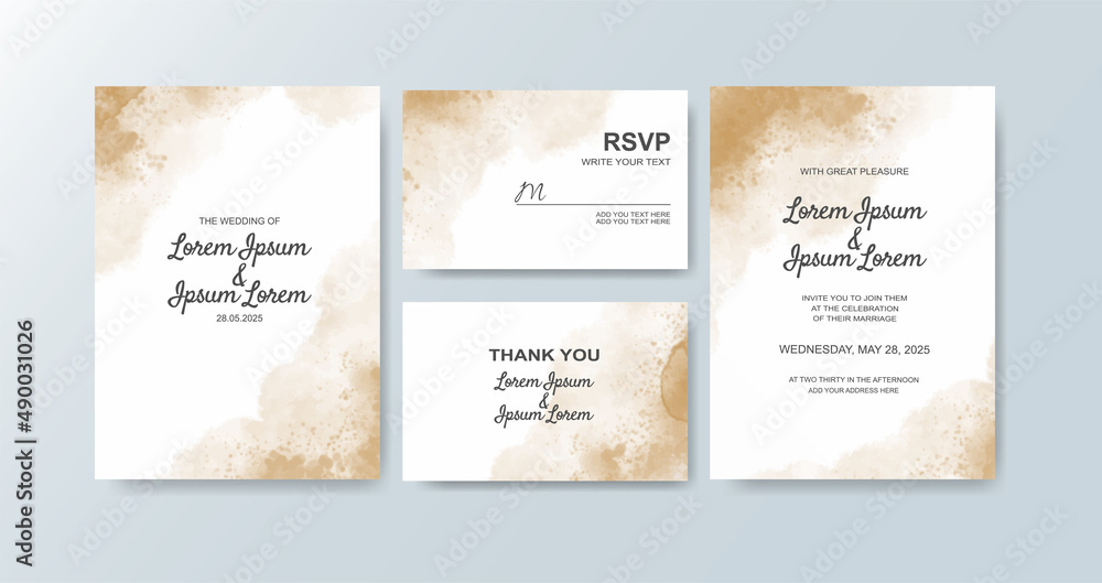 Wedding invitation with abstract watercolor background