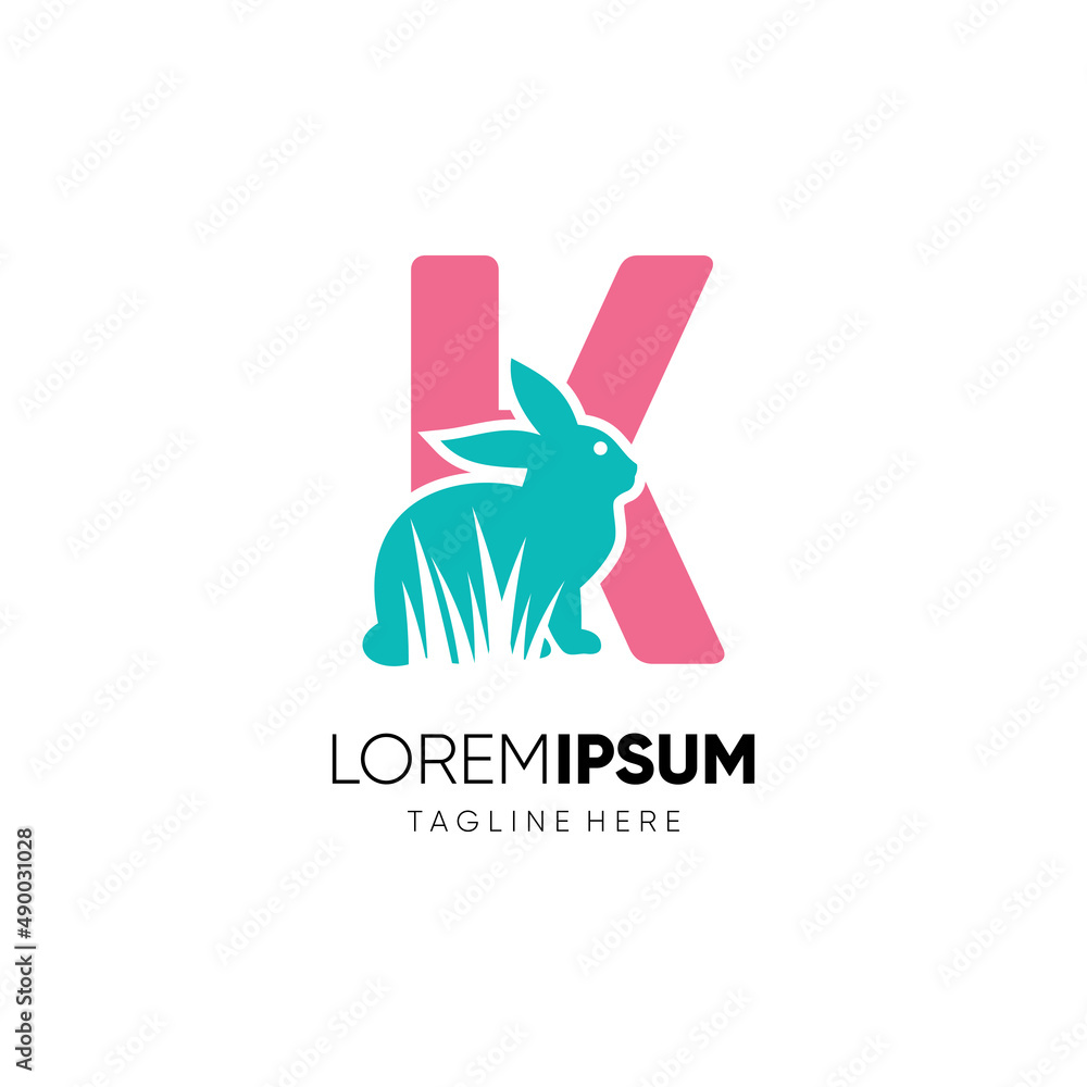 Letter K Initial Rabbit Logo Design Vector Icon Graphic Illustration Background Template Letter K Initial Rabbit Logo Design Vector Icon Graphic Illustration Background Template