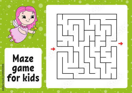 Maze game for kids. Funny labyrinth. Activity worksheet. Puzzle for children. cartoon style. Logical conundrum. Color vector illustration.