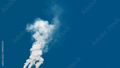 white thick defilement smoke column exhaust from masut power plant, isolated - industrial 3D illustration