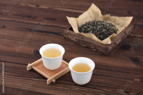 Soaked green tea and tea