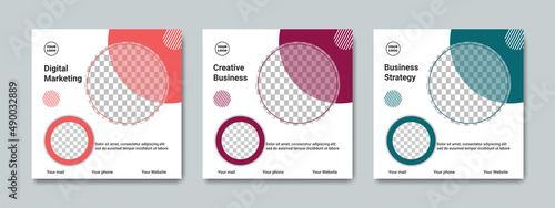 Collection of modern creative social media post templates. Suitable for online marketing promotion banner, webinar, seminar, flyer, ads, etc.	