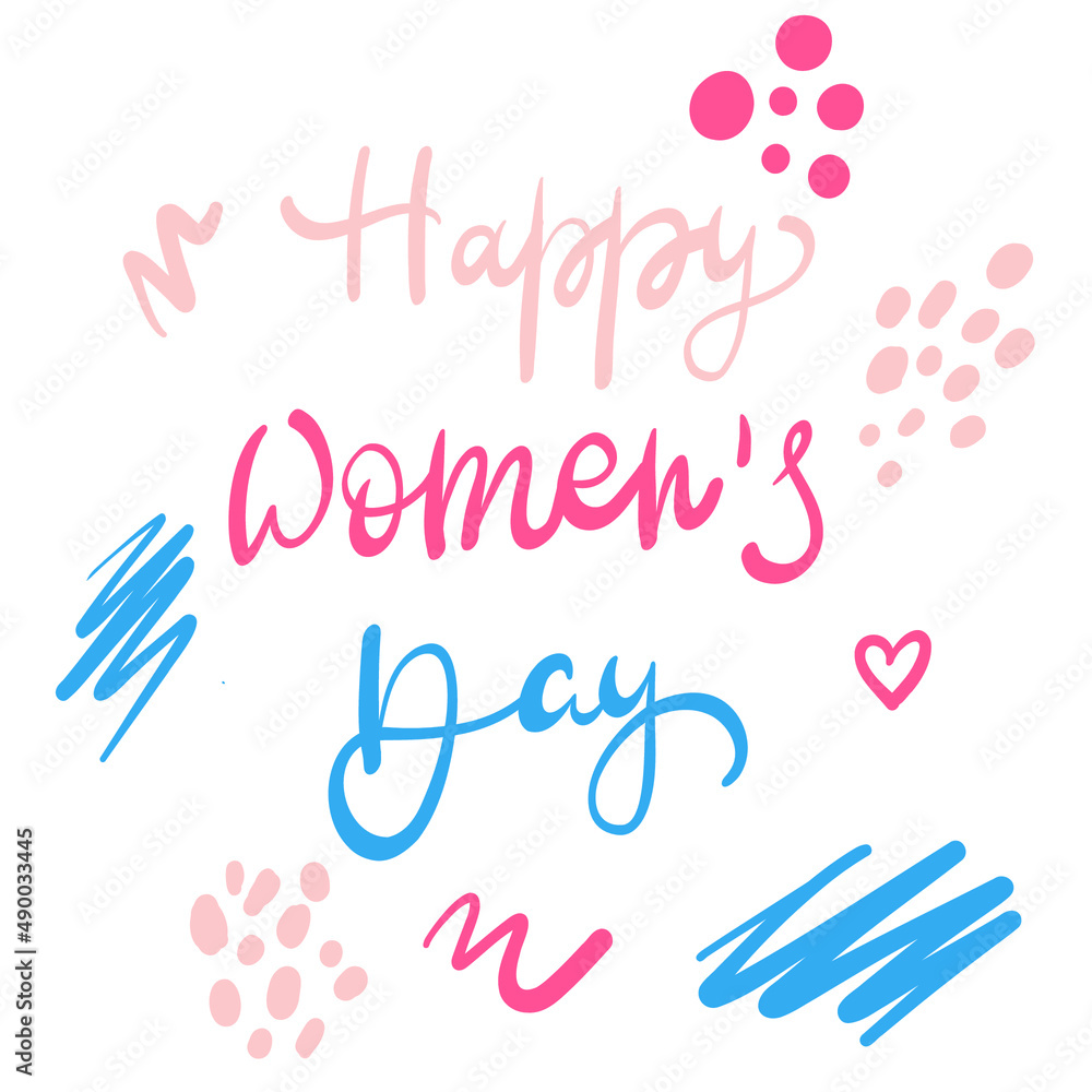 Vector abstract illustration. Women's Day. Lettering