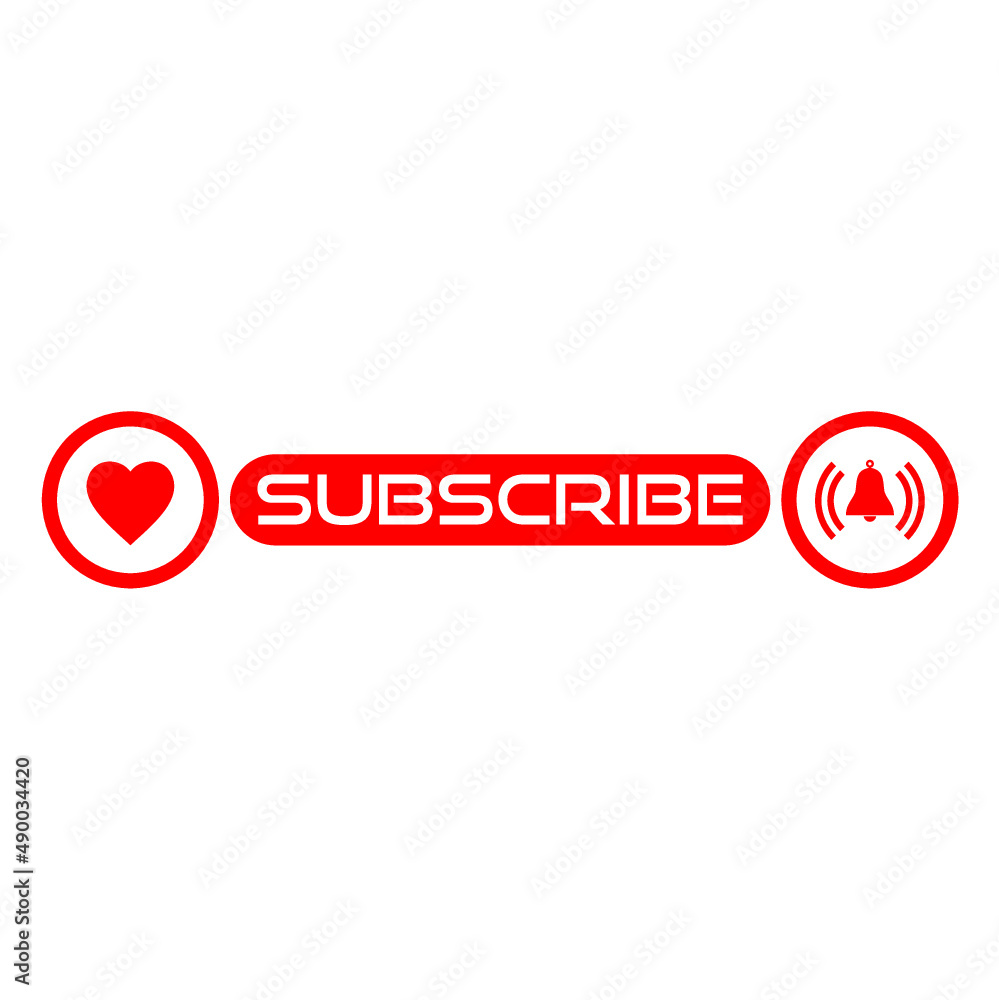 Subscribe button for social media icon isolated on white background Subscribe button for social media icon isolated on white background