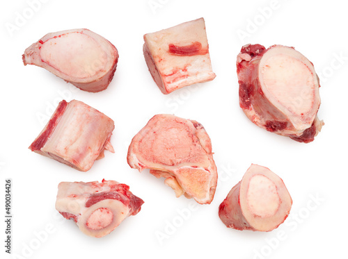 Foto Beef bone marrow isolated on white background, Beef Stock Bone, Marrowbone on white With clipping path