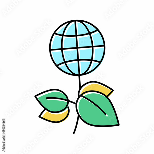 green plants planet ecosystem color icon vector illustration