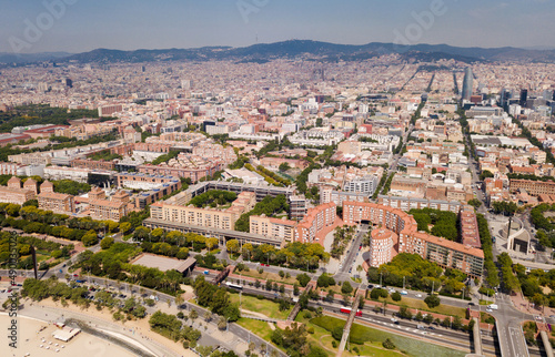 Aerial view of Barcelona cityscape with a modern apartment buildings, Spain © JackF