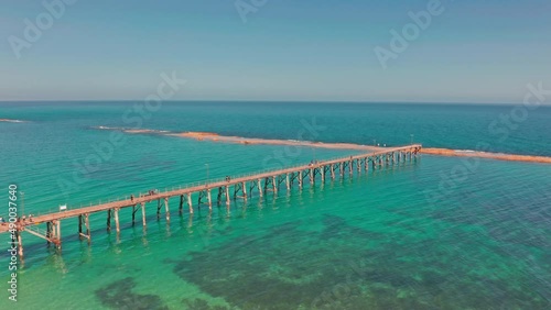 South Australia Adelaide sea coast. Port Noarlunga jetty pier and ocean photo