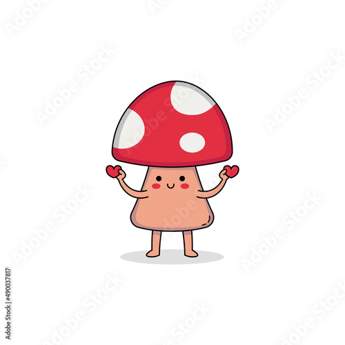 Cute Mushroom Cartoon Character Spreading love