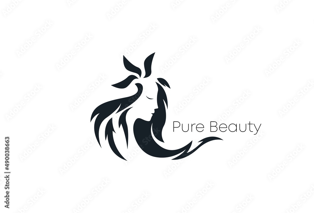 woman hair leaf salon circle gold gradient logo design woman hair leaf salon circle gold gradient logo design