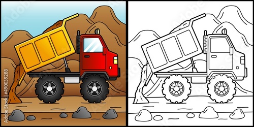 Dump Truck Coloring Page Vehicle Illustration