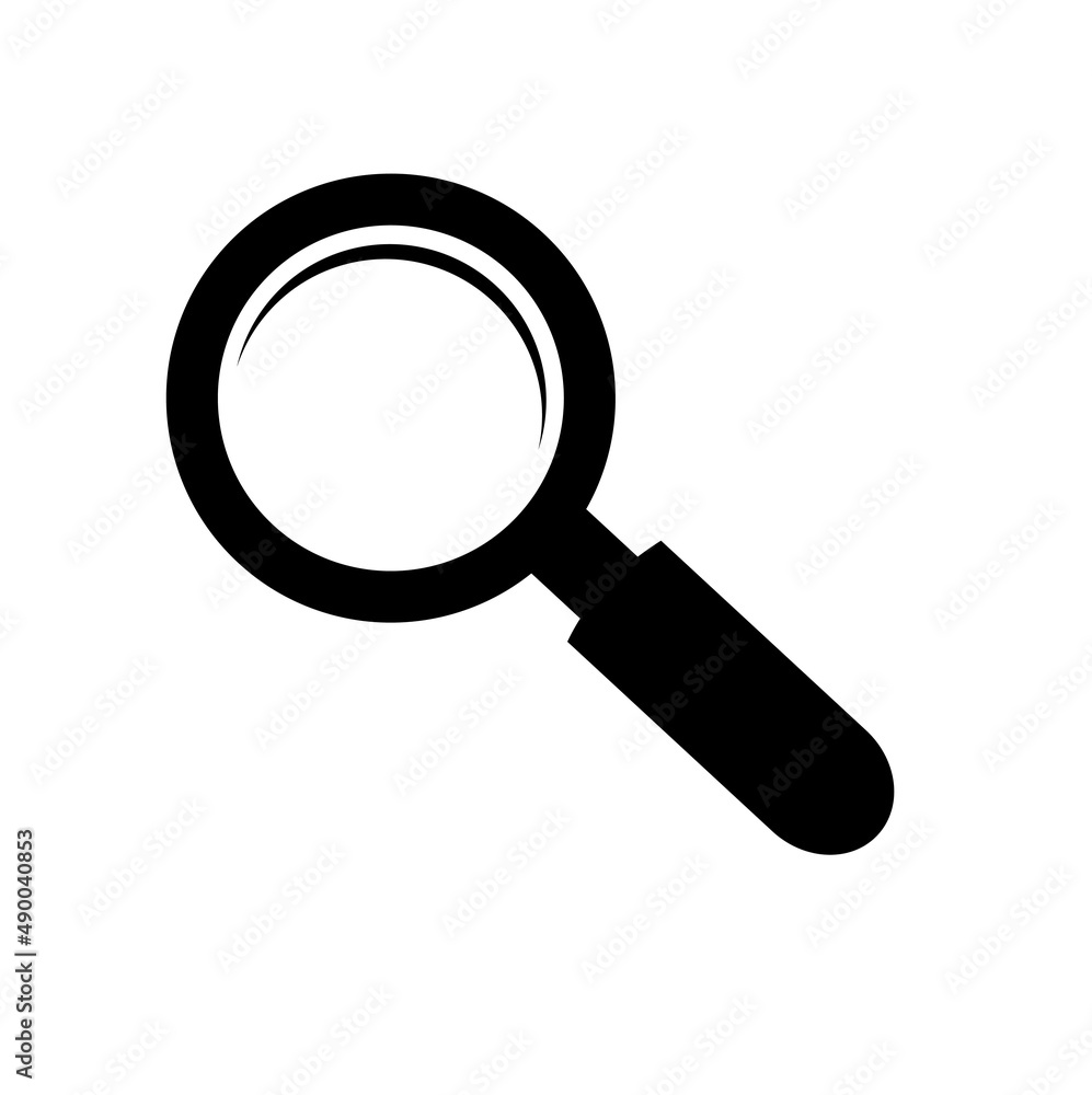 Solid Icon vector graphic of magnifying glass Solid Icon vector graphic of magnifying glass