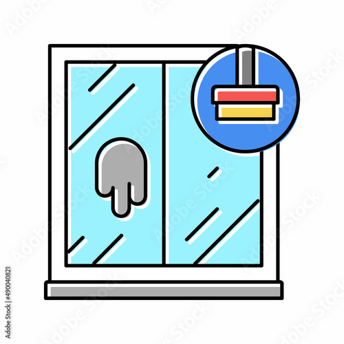 window cleaning color icon vector illustration