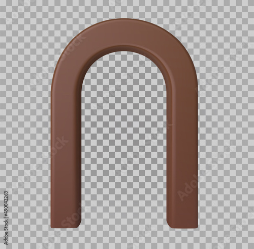 Chocolate arch shape template isolated on transparent background. Colorful simple template element. Realistic vector illustration.