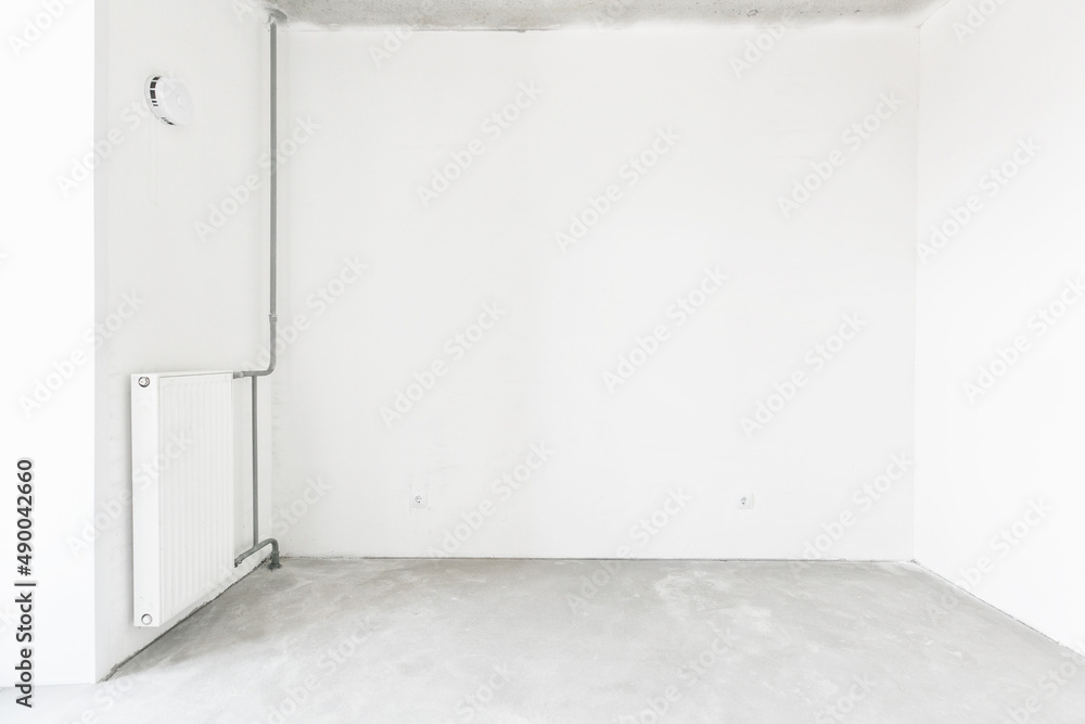 interior of the apartment without decoration in white colors interior of the apartment without decoration in white colors