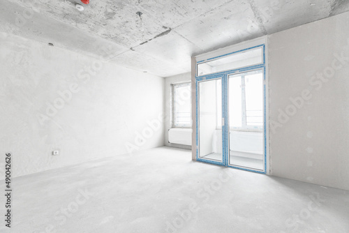 interior of the apartment without decoration in white colors