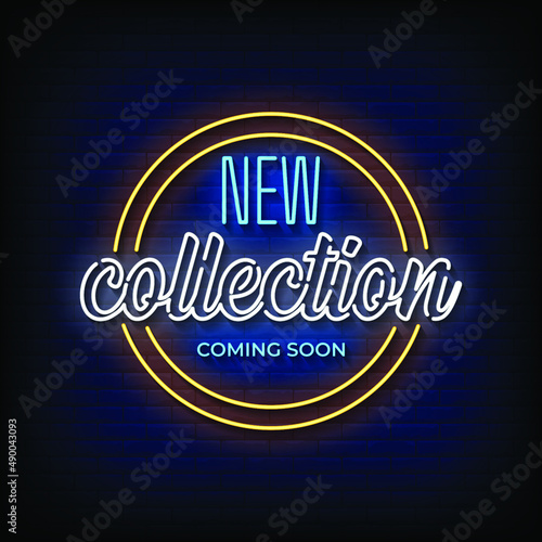 New Collection Coming Soon Neon Signs Style Text Vector
