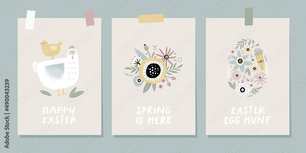 Set of Easter cards. Perfect for poster, greeting card or invitation