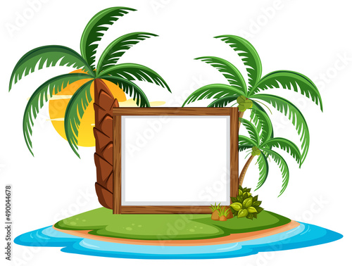 Empty banner template with summer beach element isolated