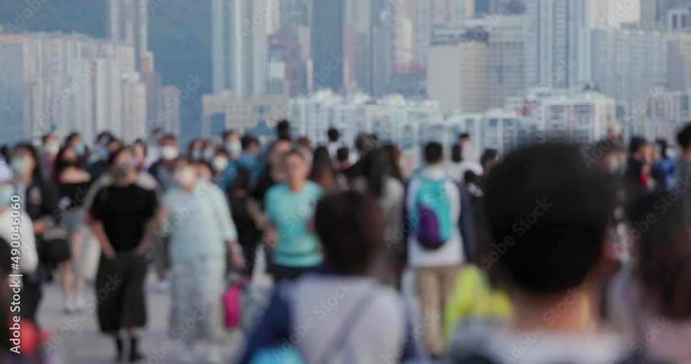 Slow motion of people walk in the street Slow motion of people walk in the street