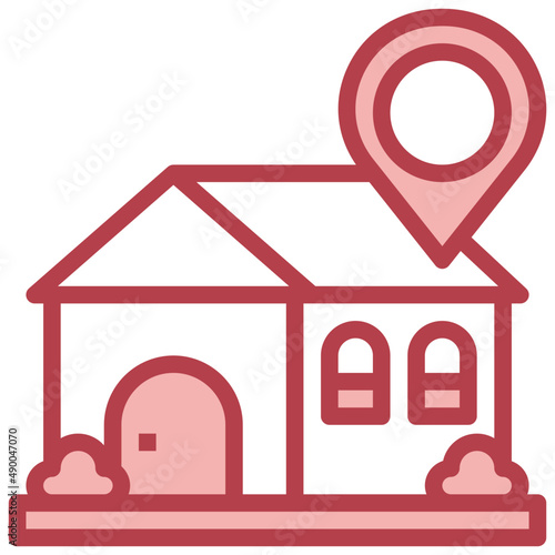 HOME red line icon,linear,outline,graphic,illustration