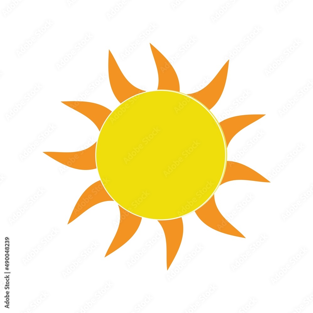 Sun. Yellow icon on white background. Vector illustration. Sun. Yellow icon on white background. Vector illustration.