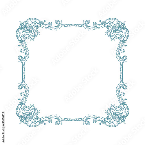 Vector square decorative frame in Baroque Victorian vintage retro style