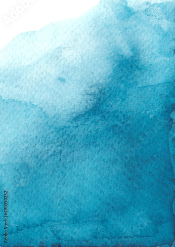 Vector hand drawn watercolor wash blue background.