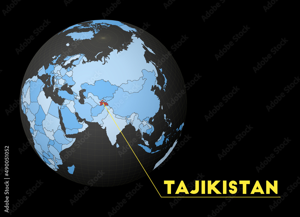 Tajikistan On Dark Globe With Blue World Map Red Country Highlighted 1000 F 490051052 C4Pk7LDD0VUOgSuLw915hI8aU776i0h0 
