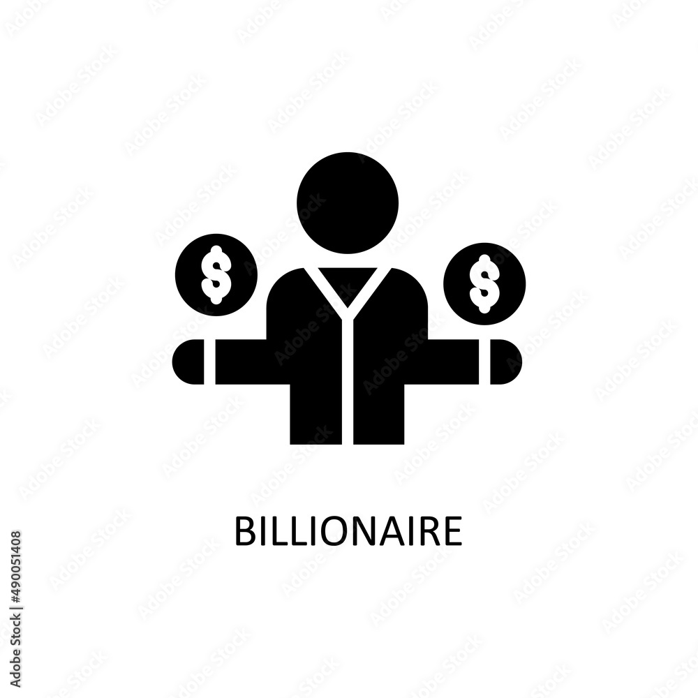 Billionaire Vector Solid Icon Design illustration. Fintech Symbol on White background EPS 10 File Billionaire Vector Solid Icon Design illustration. Fintech Symbol on White background EPS 10 File