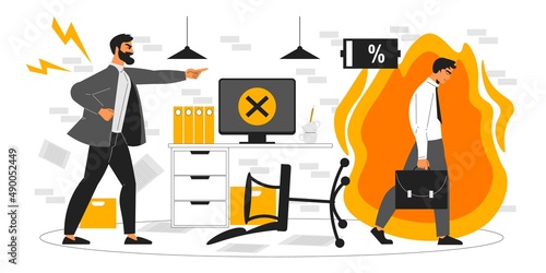 Professional Burnout Flat Composition