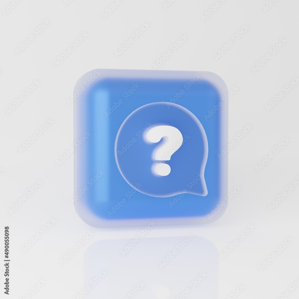 Question icon in glassmorphism style 3d render