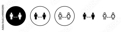Social distancings set. social distance sign and symbol. self quarantine sign