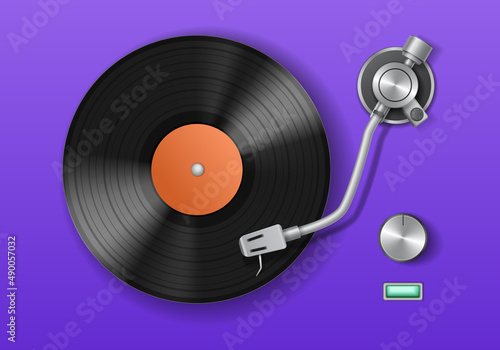 Vinyl Record Player Realistic Composition