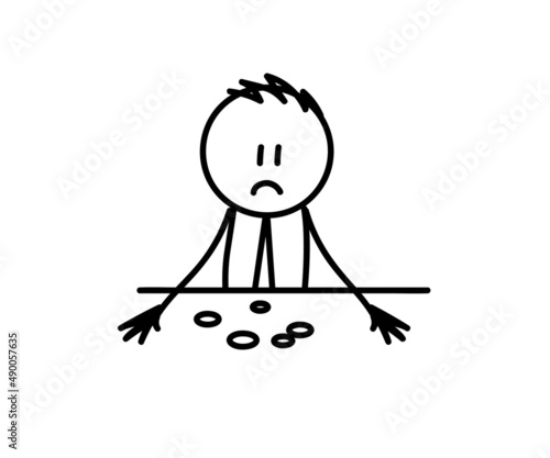 The man who became a beggar. Sketch. Vector illustration.