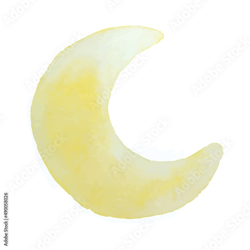 Crescent watercolor paintings on paper, illustration design. Children's illustration, vector