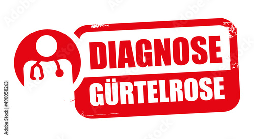 Stempel Diagnose Gürtelrose - Herpes zoster - rote Vektor Illustration isoliert auf weißem Hintergrund