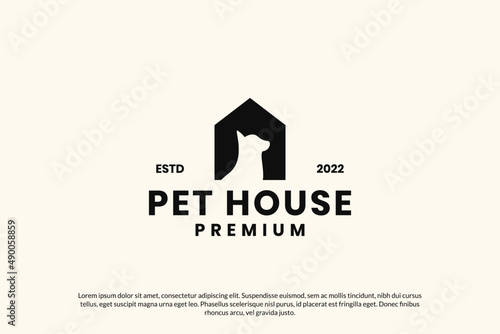 Pet house home logo design vector icon