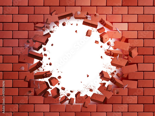 Realistic Brick Wall Hole