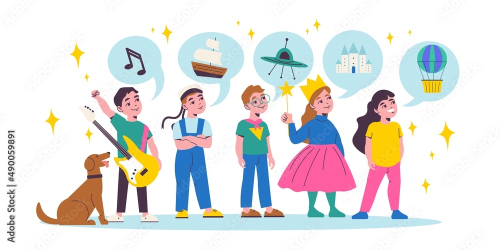Children Dreams Cartoon Composition Children Dreams Cartoon Composition