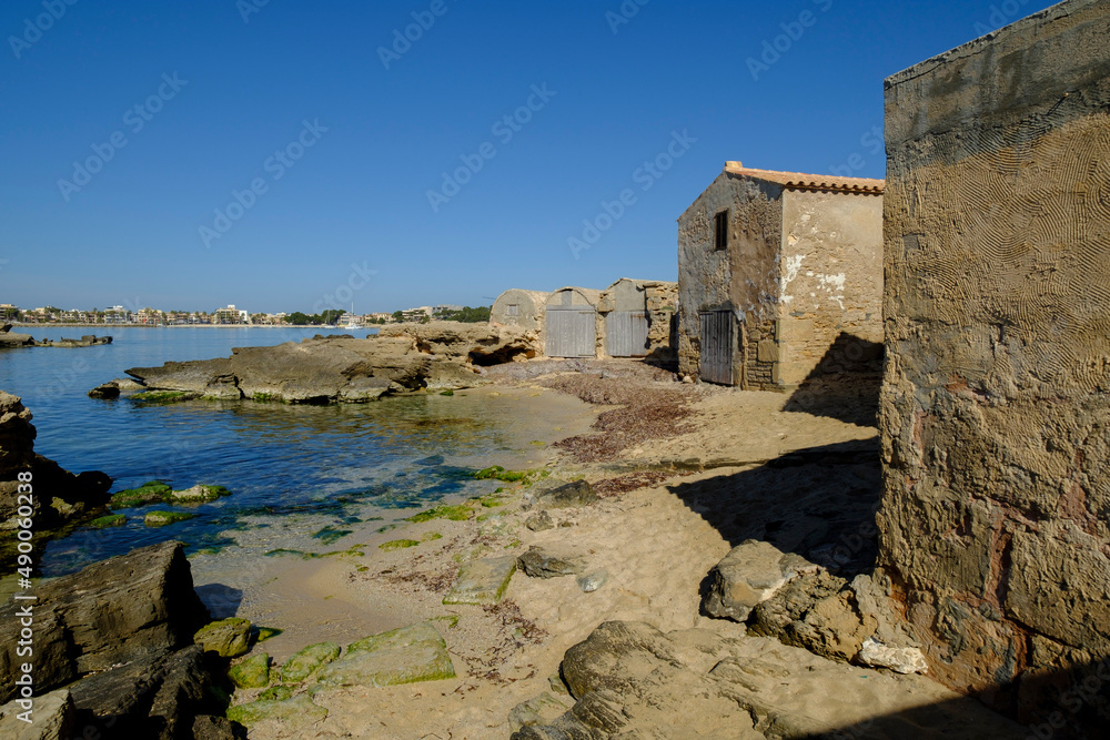 Ancient Fishermen's Houses of Ca'n Curt, Ses Salines, Mallorca, Balearic Islands, Spain