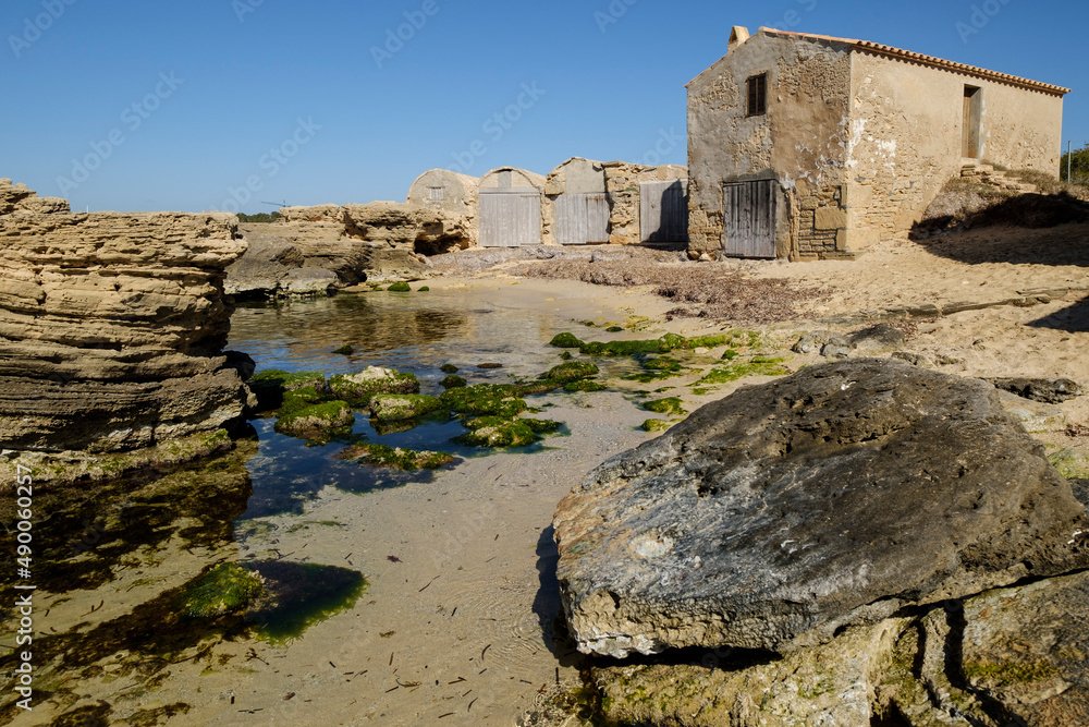 Ancient Fishermen's Houses of Ca'n Curt, Ses Salines, Mallorca, Balearic Islands, Spain