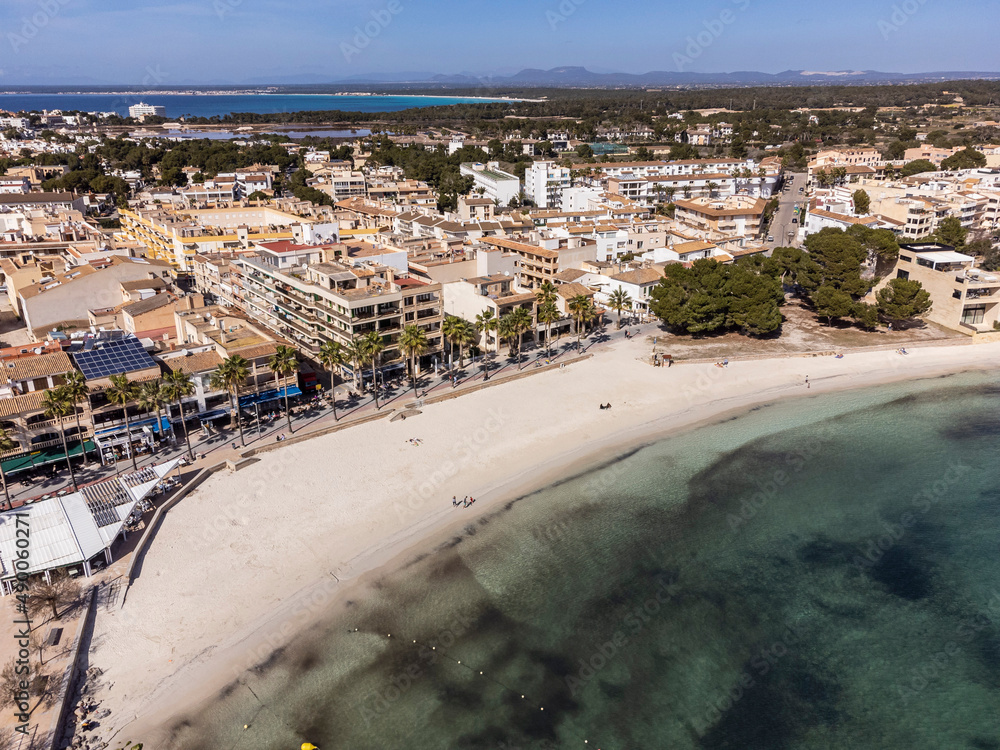Colònia de Sant Jordi, Es Port beach view, Ses Salines, Mallorca, Balearic Islands, Spain