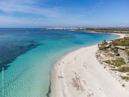 Es Carbo beach, Virgin sand beach without people, Ses Salines, Mallorca, Balearic Islands, Spain