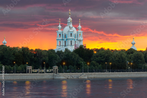 Russian cathedral on the sunset