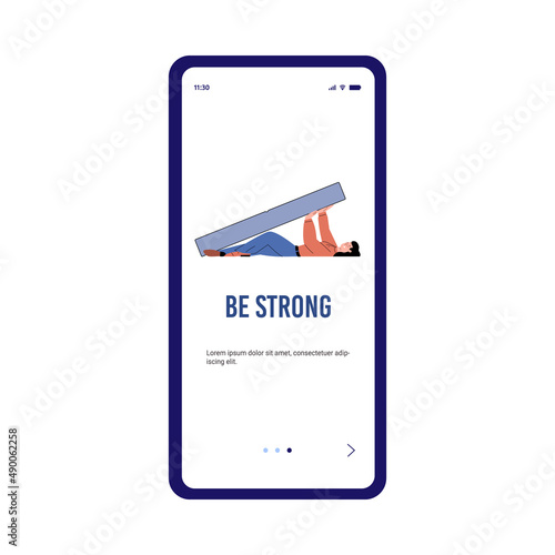Be strong onboarding screen for crisis overcoming, flat vector illustration.